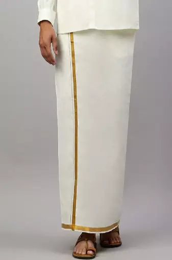 Cream plain cotton regular dhoti