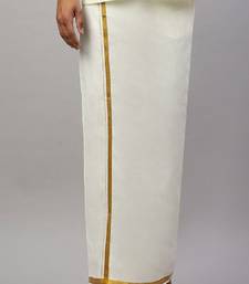 cream plain cotton dhoti for men
