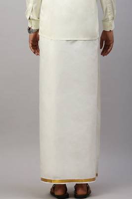 cream plain cotton dhoti for men 3