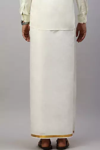 Cream plain cotton regular dhoti