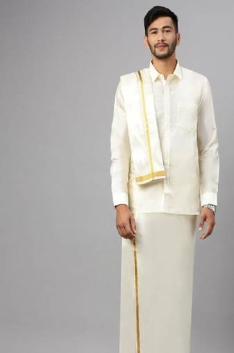 Cream cotton dhoti