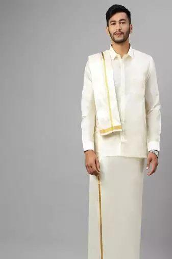 Cream cotton dhoti