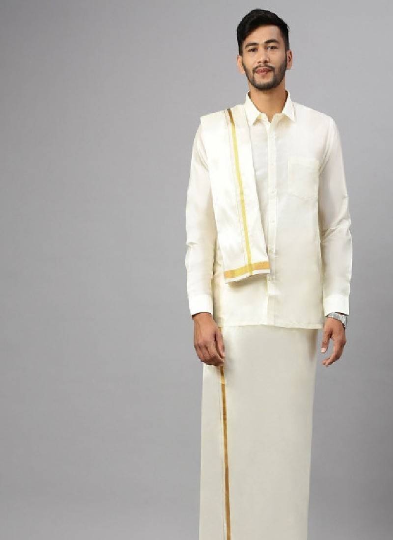 Cream cotton dhoti