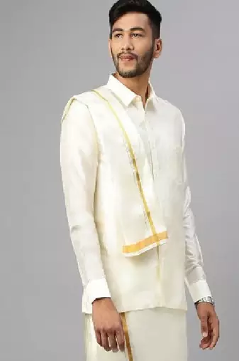 Cream cotton dhoti