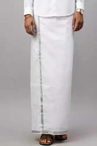 White plain cotton dhoti