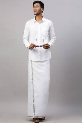 white traditional cotton dhoti for men 1