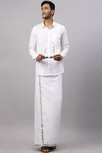 White plain cotton dhoti