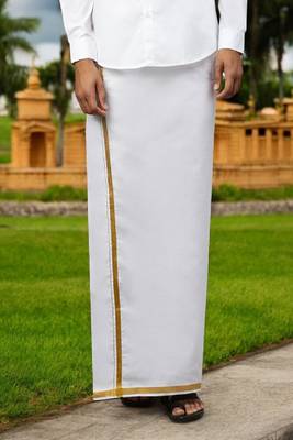 white cotton regular fit dhoti for men 1