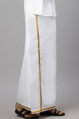 white cotton regular fit dhoti for men 2