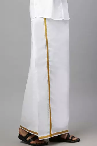 White plain cotton dhoti regular fit
