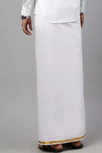 White plain cotton dhoti regular fit