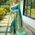 rama green silk blend saree with meenakari motifs