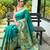 rama green silk blend saree with meenakari motifs