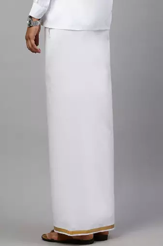 White plain cotton basic dhoti