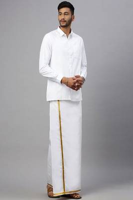 white cotton traditional dhoti for men 3