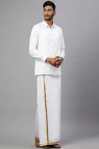 White plain cotton basic dhoti