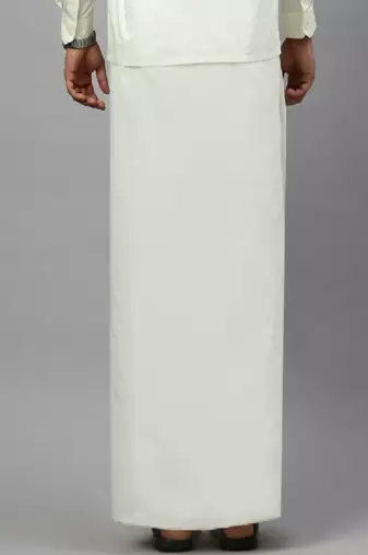 Cream plain cotton regular fit trousers