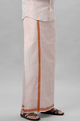 copper color tissue dhoti for men 2