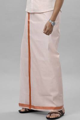 copper color tissue dhoti for men 3
