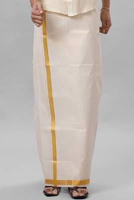 cream color tissue dhoti for men 1