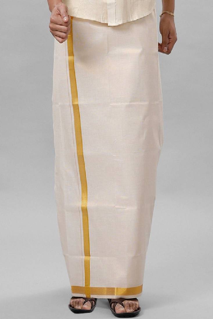 Cream tissue dhoti
