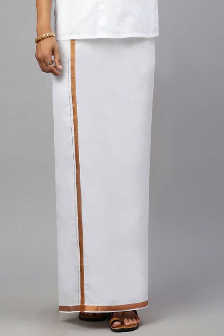 White cotton dhoti solid