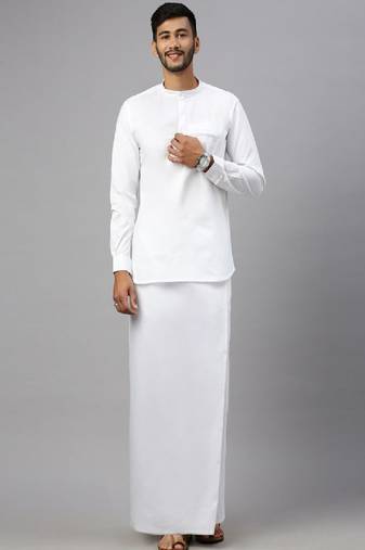classic white color cotton dhoti for men
