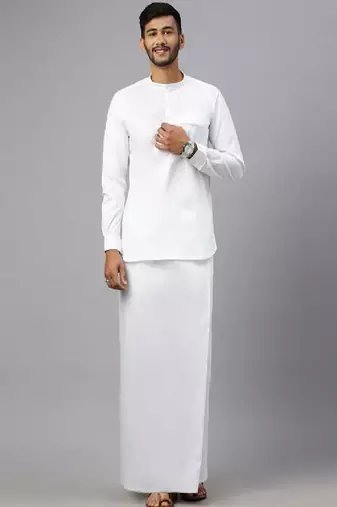 White plain cotton basic dhoti