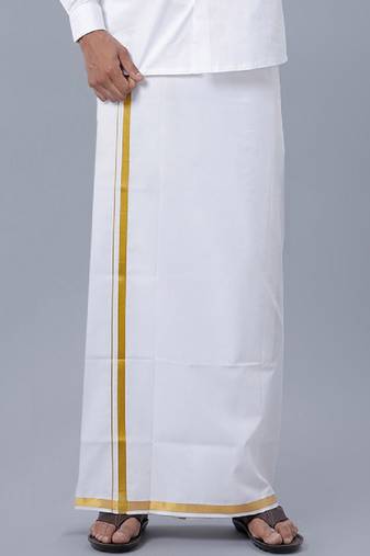 white plain cotton regular fit dhoti for men