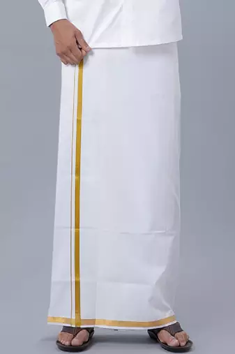 White plain cotton dhoti regular fit