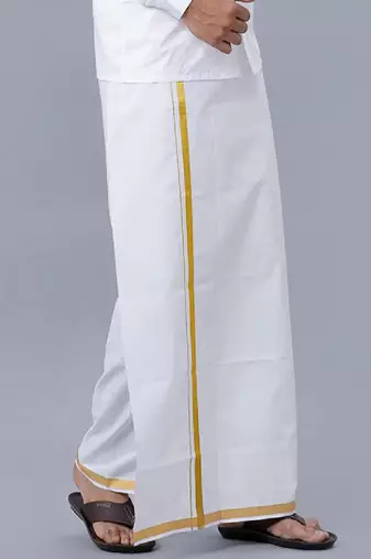 White plain cotton dhoti regular fit