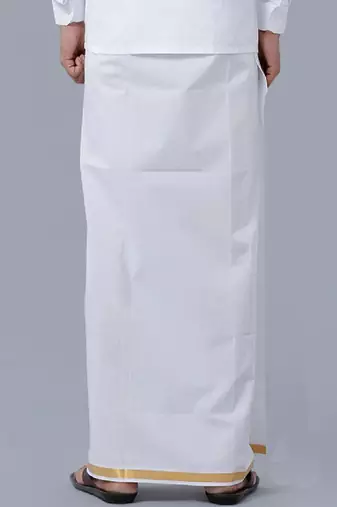 White plain cotton dhoti regular fit