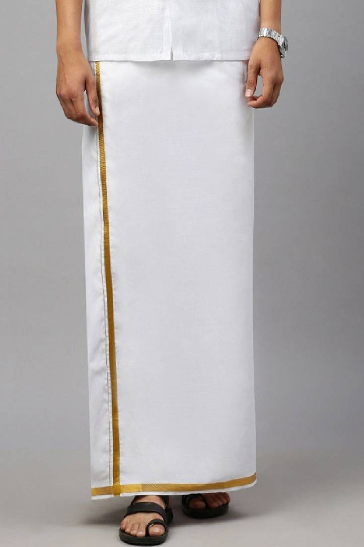 White plain cotton dhoti