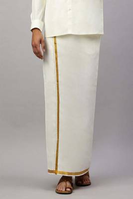cream color cotton regular fit mens dhoti 1