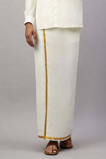 cream color cotton regular fit mens dhoti