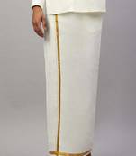Cream plain cotton regular fit dhoti