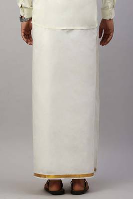 cream color cotton regular fit mens dhoti 2