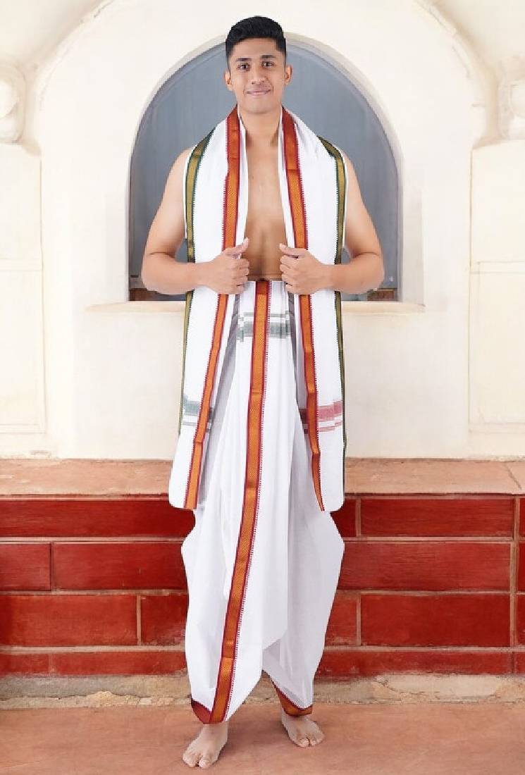 White not specified cotton not specified dhoti