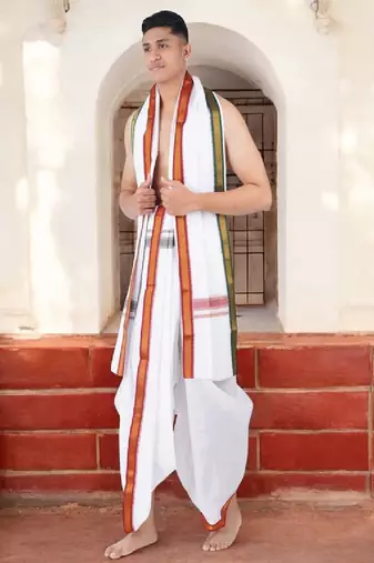 White not specified cotton not specified dhoti