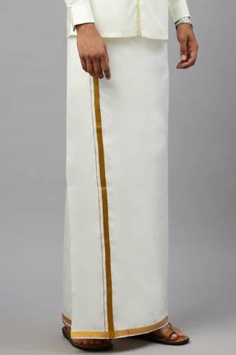 cream color cotton dhoti for men
