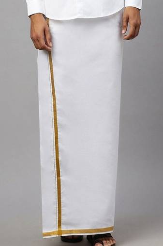 white plain cotton traditional dhoti for men