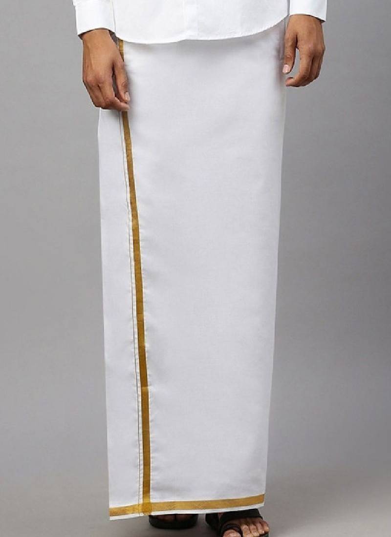 White plain cotton dhoti