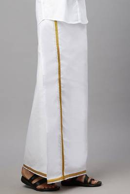 white plain cotton traditional dhoti for men 2