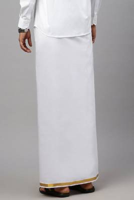white plain cotton traditional dhoti for men 3