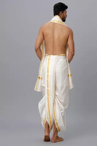 White dhoti art silk