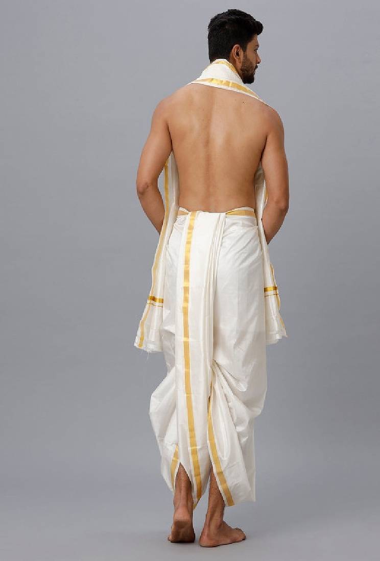 White dhoti art silk