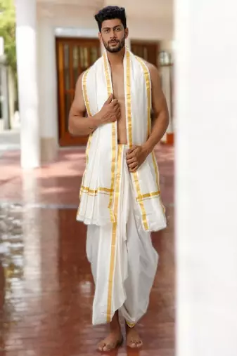 White dhoti art silk