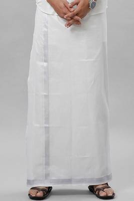 white tissue mens dhoti with zari border 1