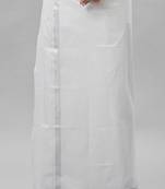 White tissue dhoti with zari border - dhoti