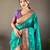 Rama green color silk blend saree with rich contrast weaving pallu & border and beautiful buttis